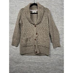 Isabella Sinclair Sweater Cardigan Womens M Brown Alpaca Shawl Collar Knit